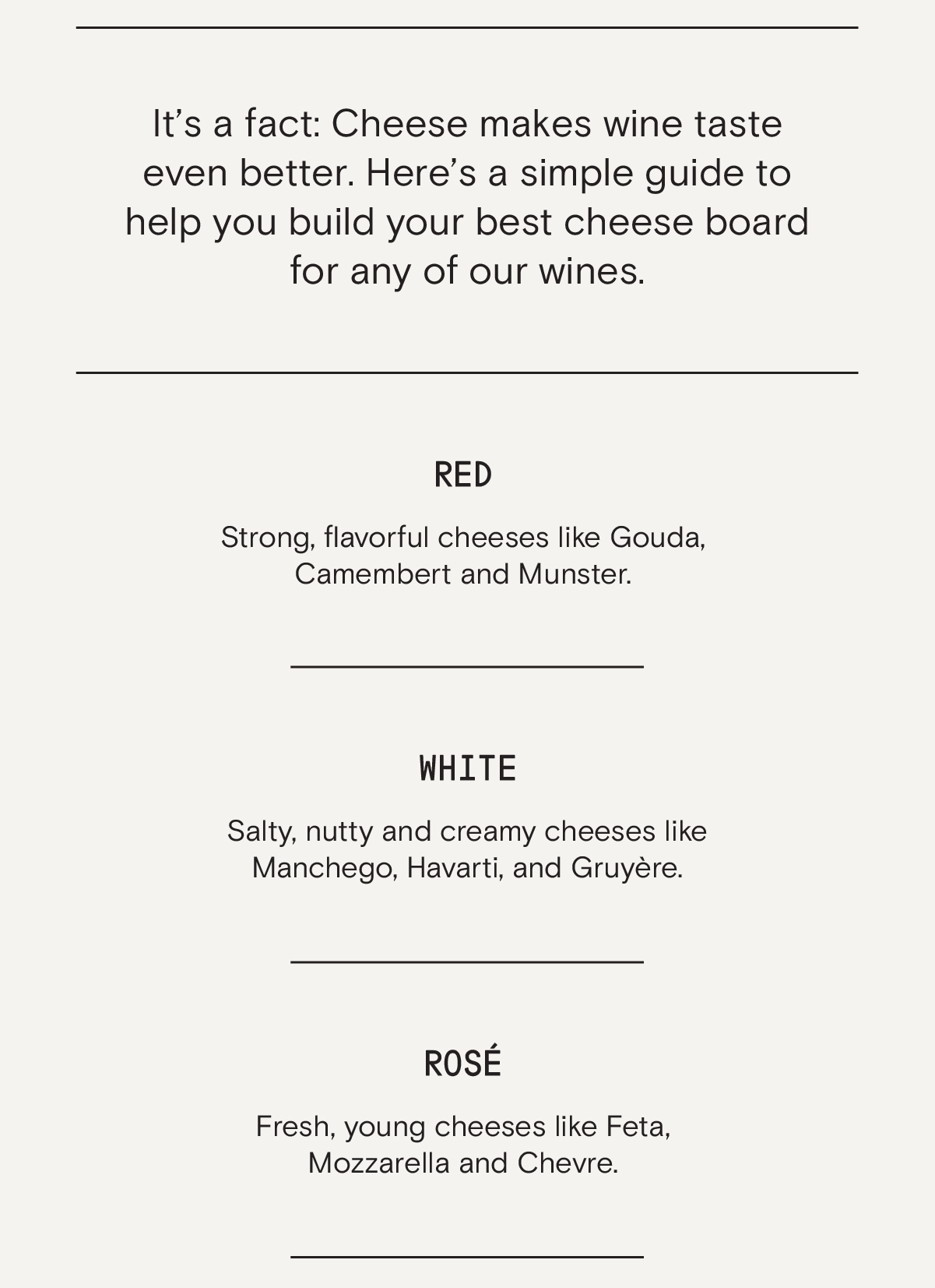 Red, White, & Rosé Pairings