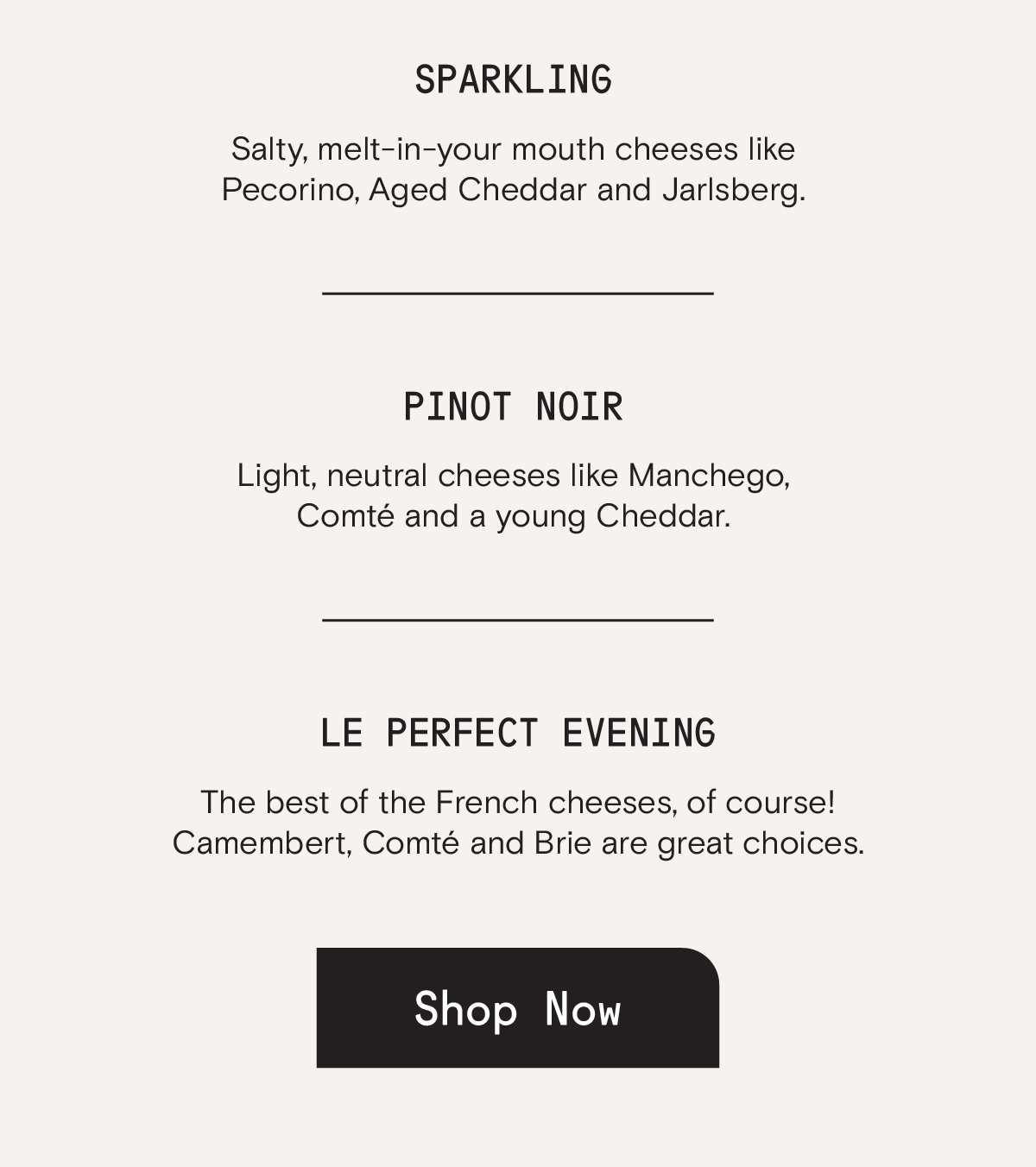 Sparkling, Pinot Noir, Le Perfect Evening Pairings